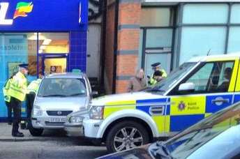 Police at the scene of the crash in Sandgate Road, Folkestone. Picture: @PelinMutlu