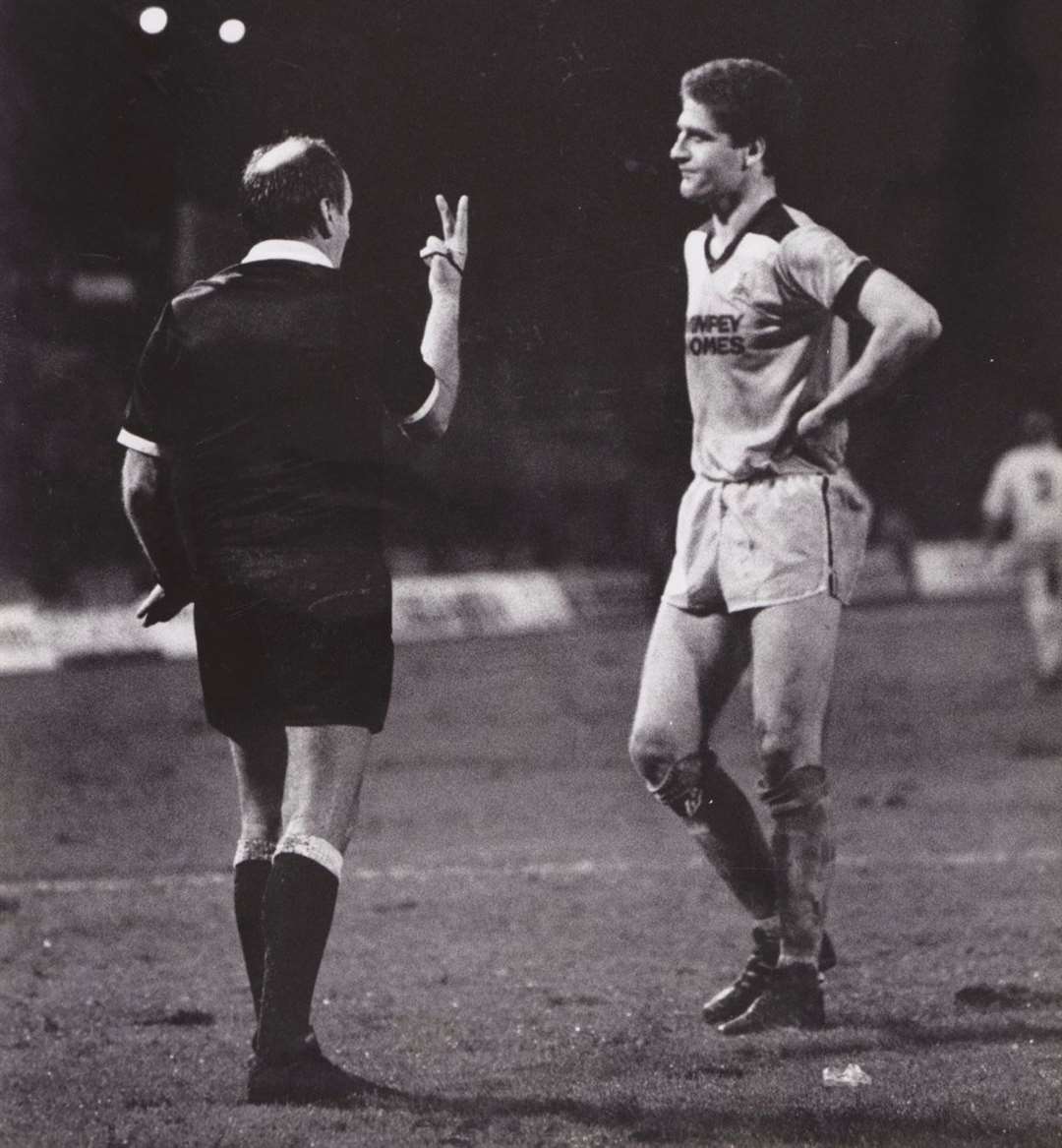 Tony Pamphlett gets a talking-to at Sheffield United, a year on from kicking John Barnes at Watford.