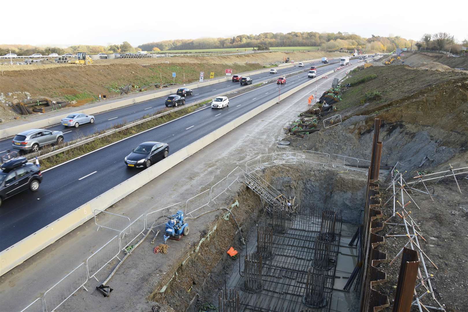 The motorway has already been reduced to two lanes. Picture: Paul Amos