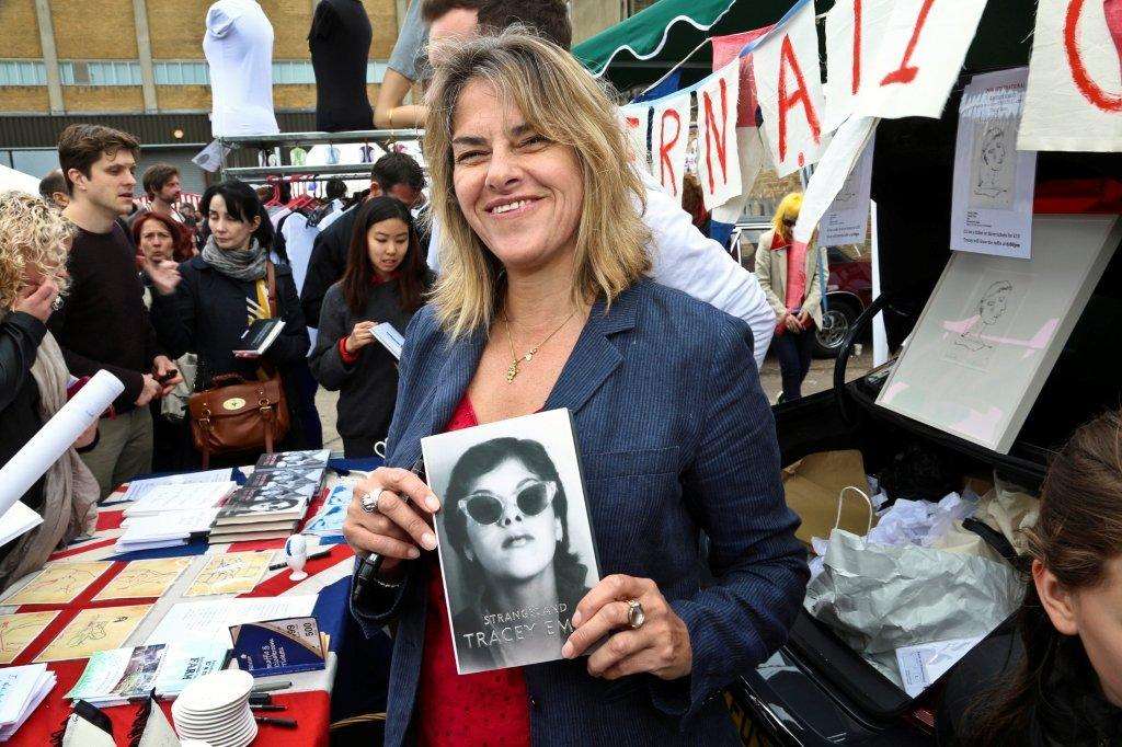 Tracey Emin at the Vauxhall Art Car Boot Fair last year