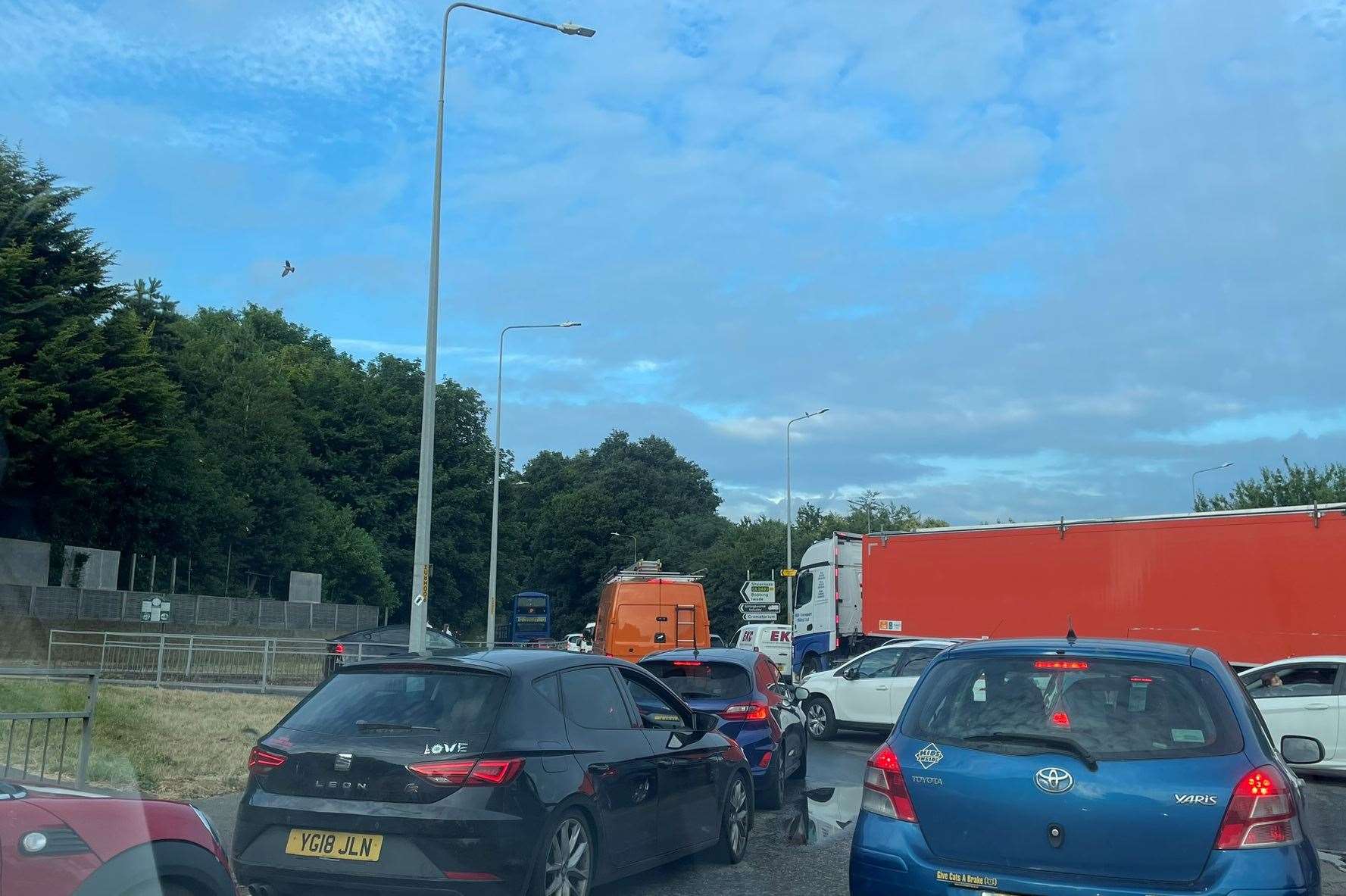 Queues back up to Key Street, Sittingbourne, to the lane closure on the A249 heading to Sheppey