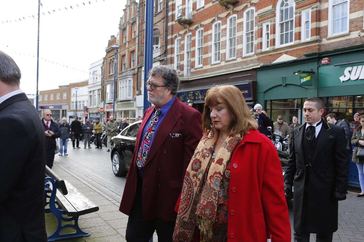 Proud and brave: Martin and Linda Turner arrive for the funeral of their daughter Kelly