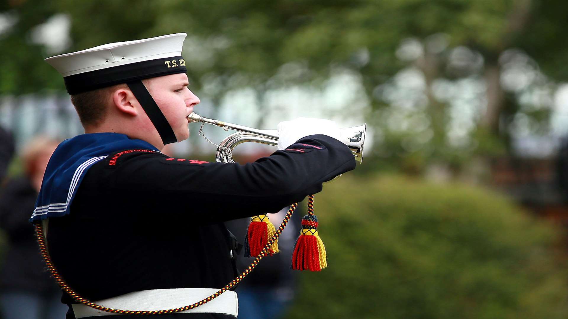 Leading Cadet Marcus Louch from TS Kent (Sheppey Unit) sounded the Last Post at the Wildfire service earlier this month.