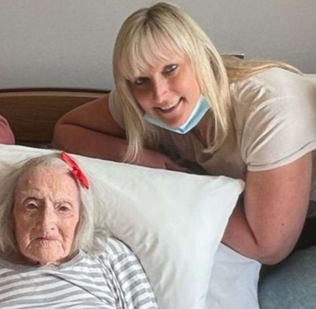 Edith Brittain with her granddaughter Cheryl at Herne Place, Herne Bay. Picture: Cheryl Brittain