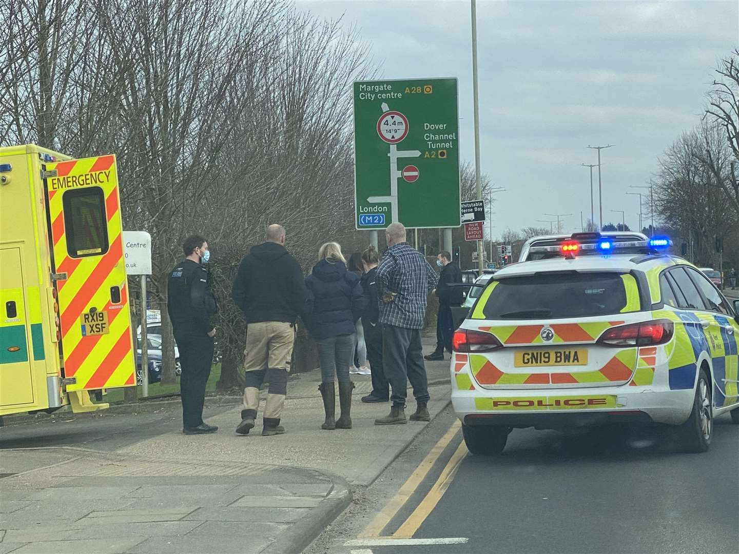 Three vehicles were involved in an accident this afternoon. Picture: Steve R. Salter