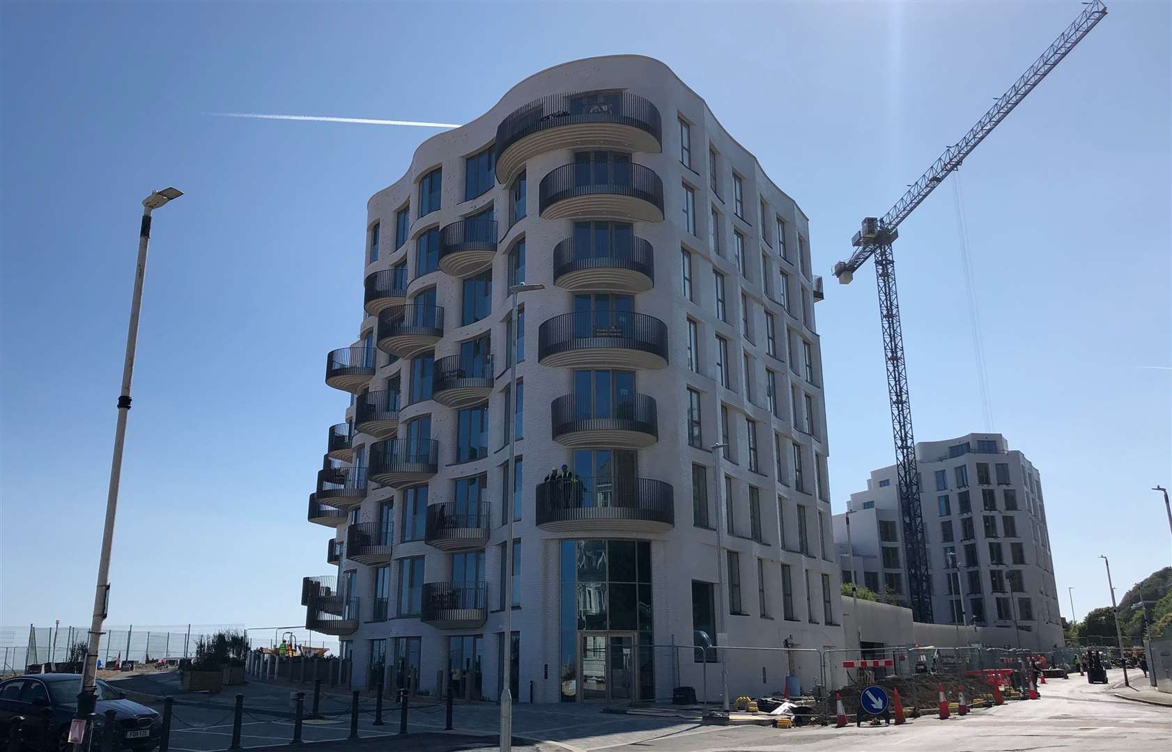 The flats sit directly opposite the new Shoreline development