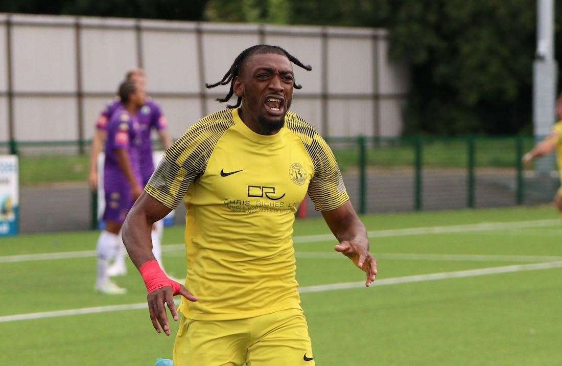 Gil Carvalho - was among the goals for Herne Bay in midweek after netting in the defeat against Sevenoaks on Saturday. Picture: James Aylward