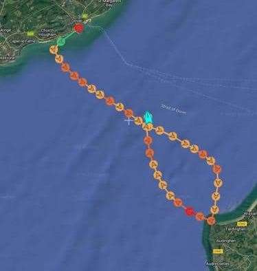 Justin's route across the Channel