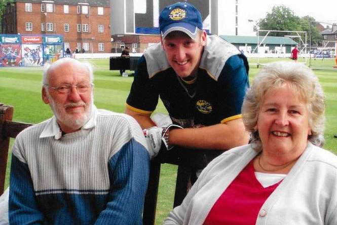 James Tredwell with his parents at Lord's