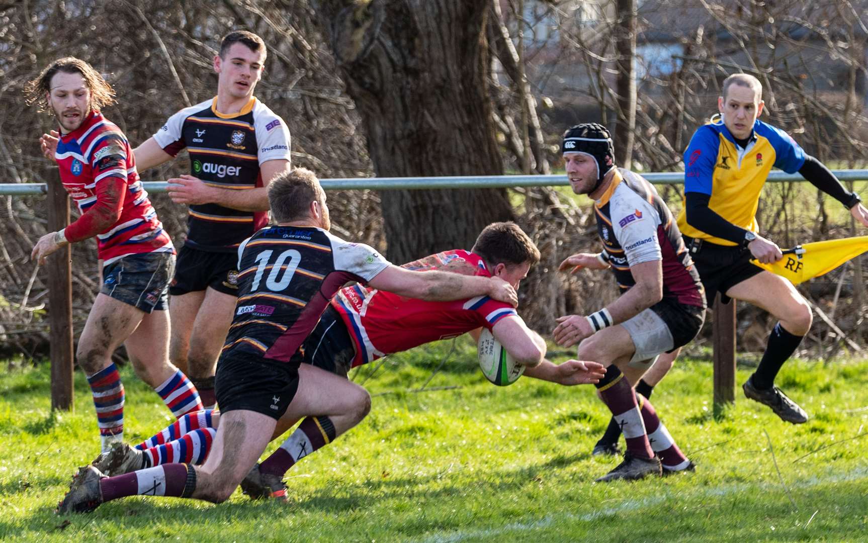 Tobridge's Hugo Watson scores against Caldy