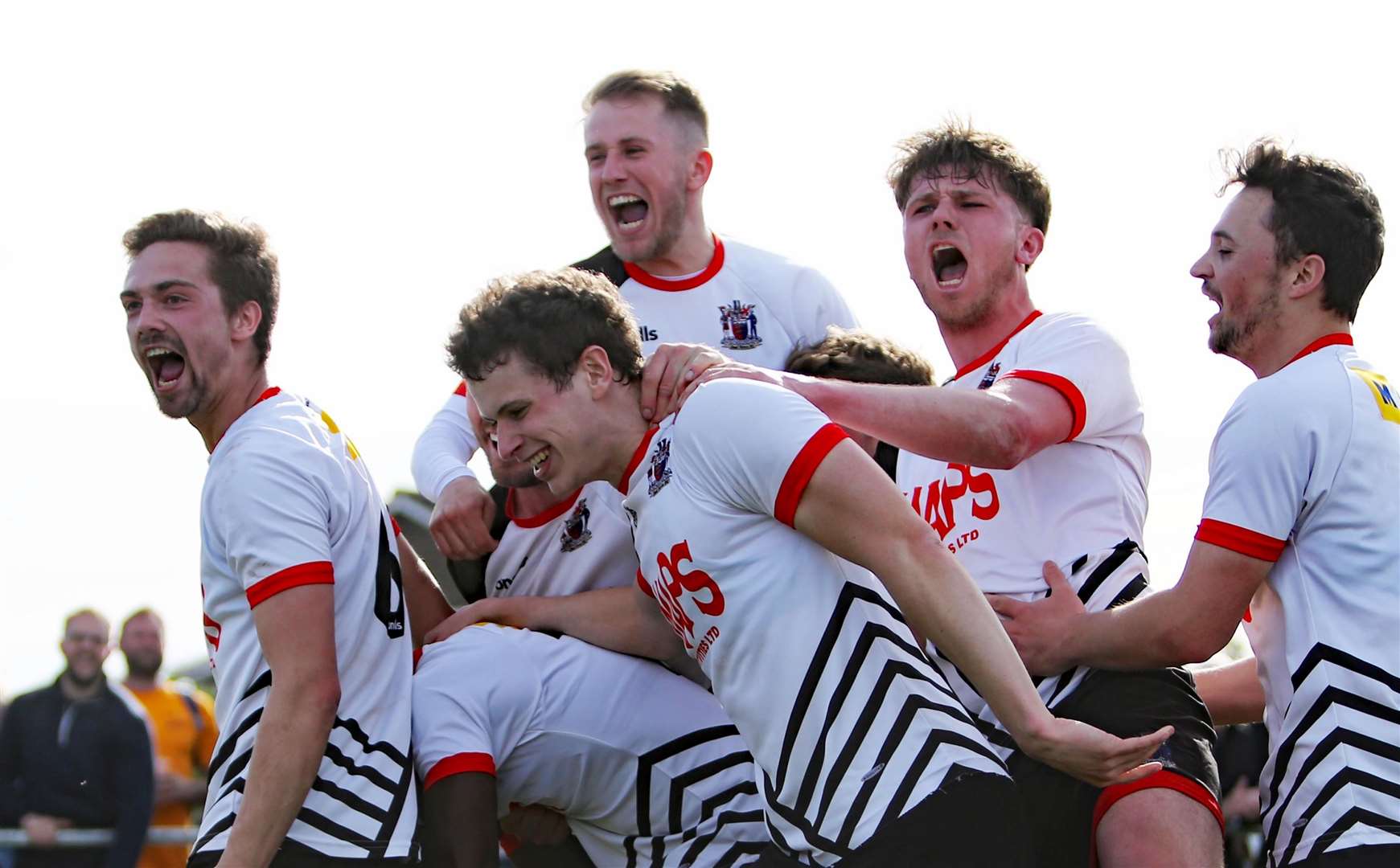 Deal celebrates one of their goals during their 3-1 win against Lydd on Saturday. Picture: Paul Willmott