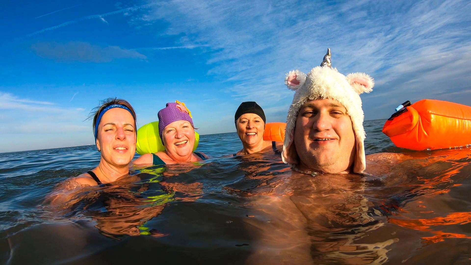 Come on in, the water's lovely say the Sheppey Bluetits 'wild' swimmers. Picture: James Mead