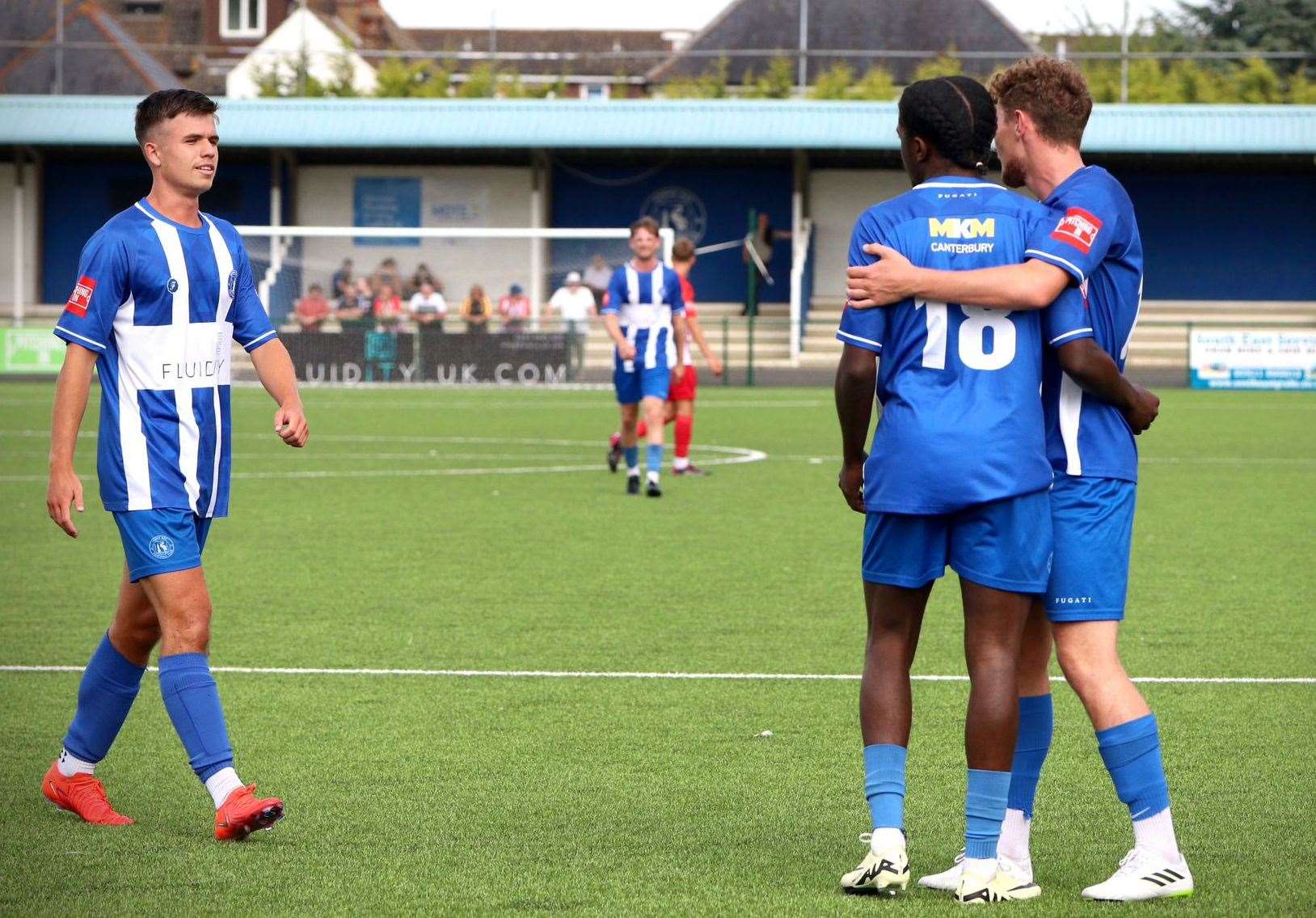 Herne Bay celebrate a goal. Picture: James Aylward