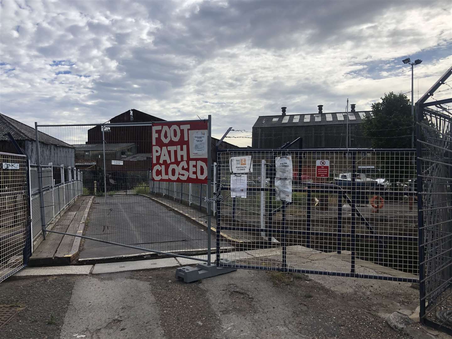 The footbridge has been blocked off to prevent people passing