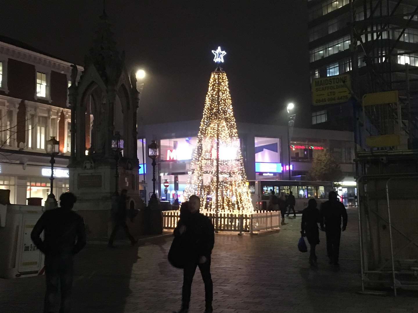 The Christmas tree in Maidstone's Jubilee Square