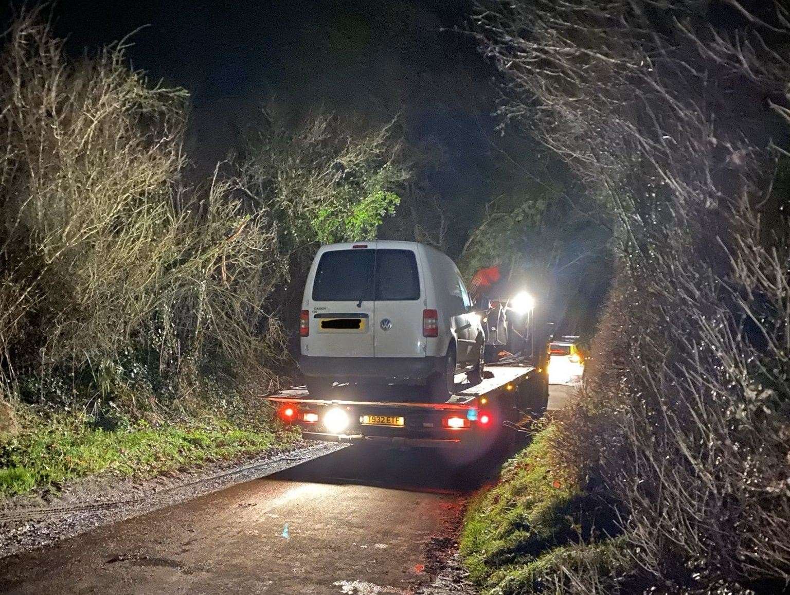 The vehicle seized by police after a cable theft in the Faversham area