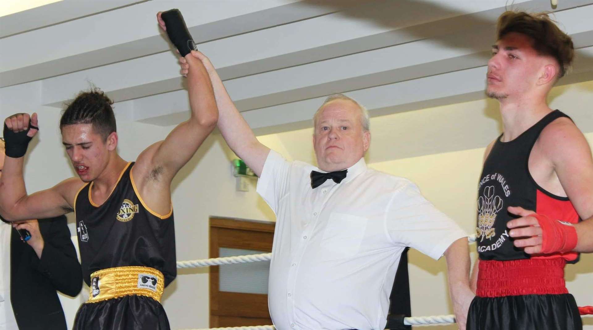 Sandwich ABC's Jules Dharni, left, beat Cosmin Dobrescu from Prince of Wales Boxing Academy in what was the fight of the show