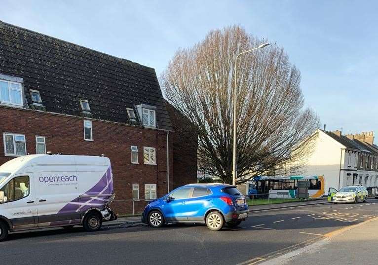 Police at the scene of the collision in Maison Dieu Road in Dover