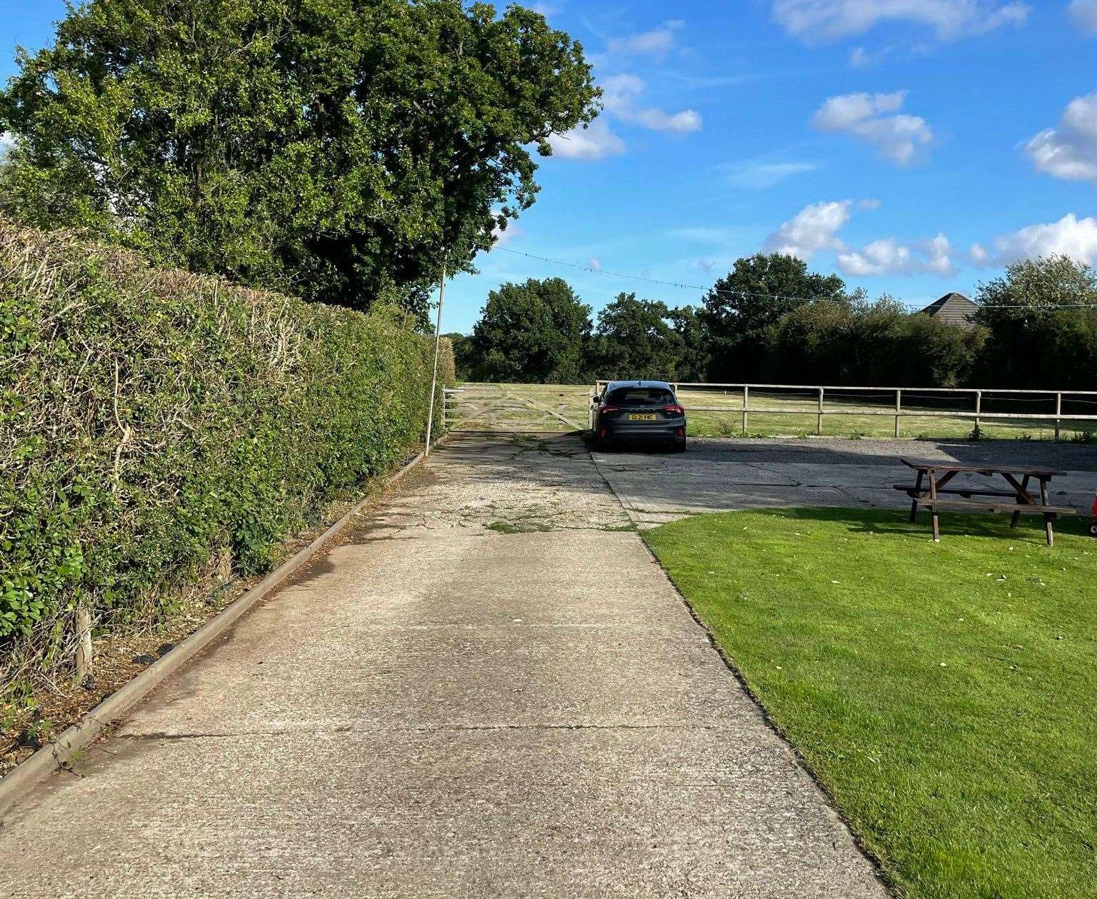 The driveway at couple’s home in Tally Ho Road, Shadoxhurst, would be used by guests at the glamping pods