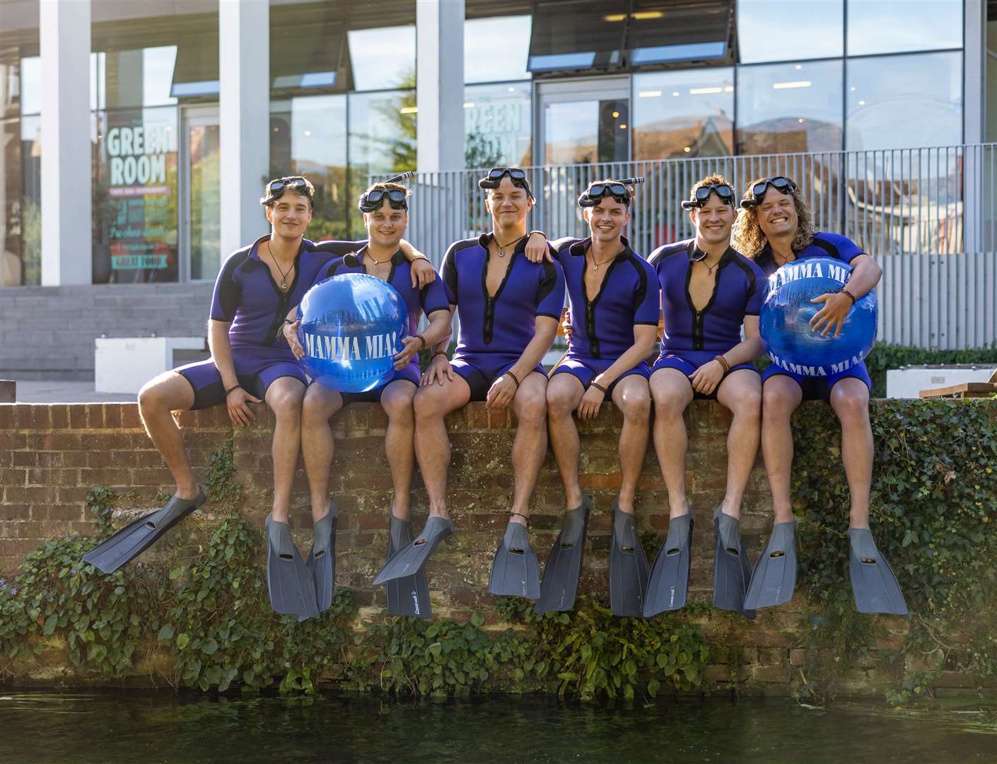 The touring cast of Mamma Mia are already enjoying their visit to Canterbury as they pose for a photo along the river. Picture: The Marlowe Theatre