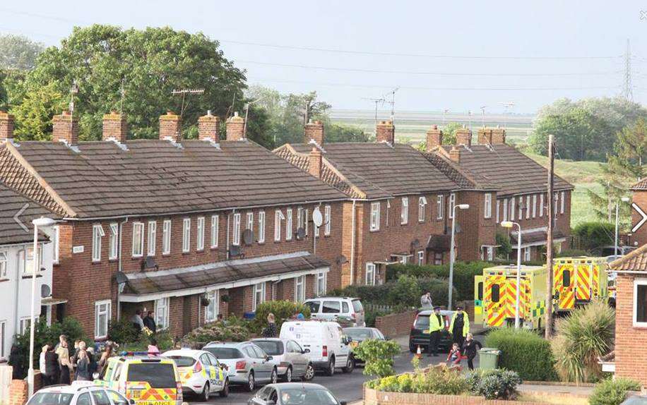 Emergency services outside the house after the women were discovered.