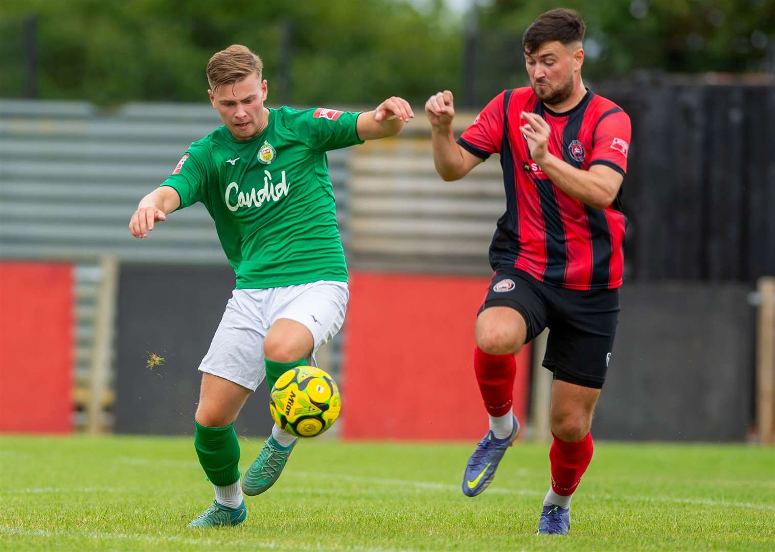 Ashford midfielder Jack Saunders in control at Erith. Picture: Ian Scammell