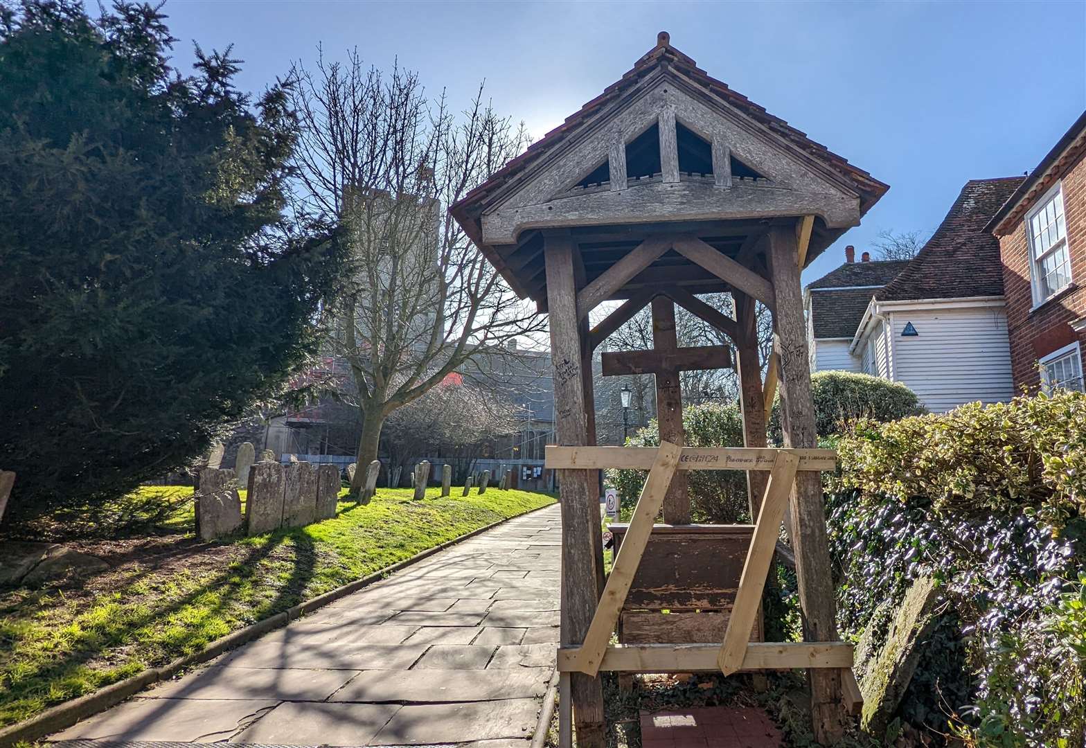 The churchyard of the Parish Church of St Mary & St Eanswythe in Folkestone