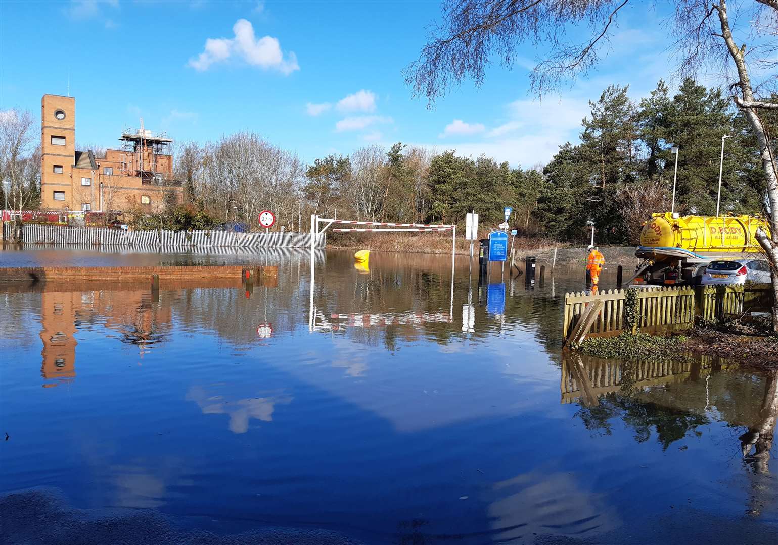 The car park was flooded in March last year