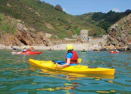 Kayaking at Petit Bot Bay, Guernsey