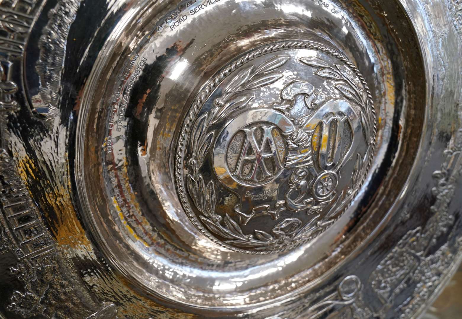 The George V silver presentation charger by celebrated silversmith Omar Ramsden (Gareth Fuller/PA)