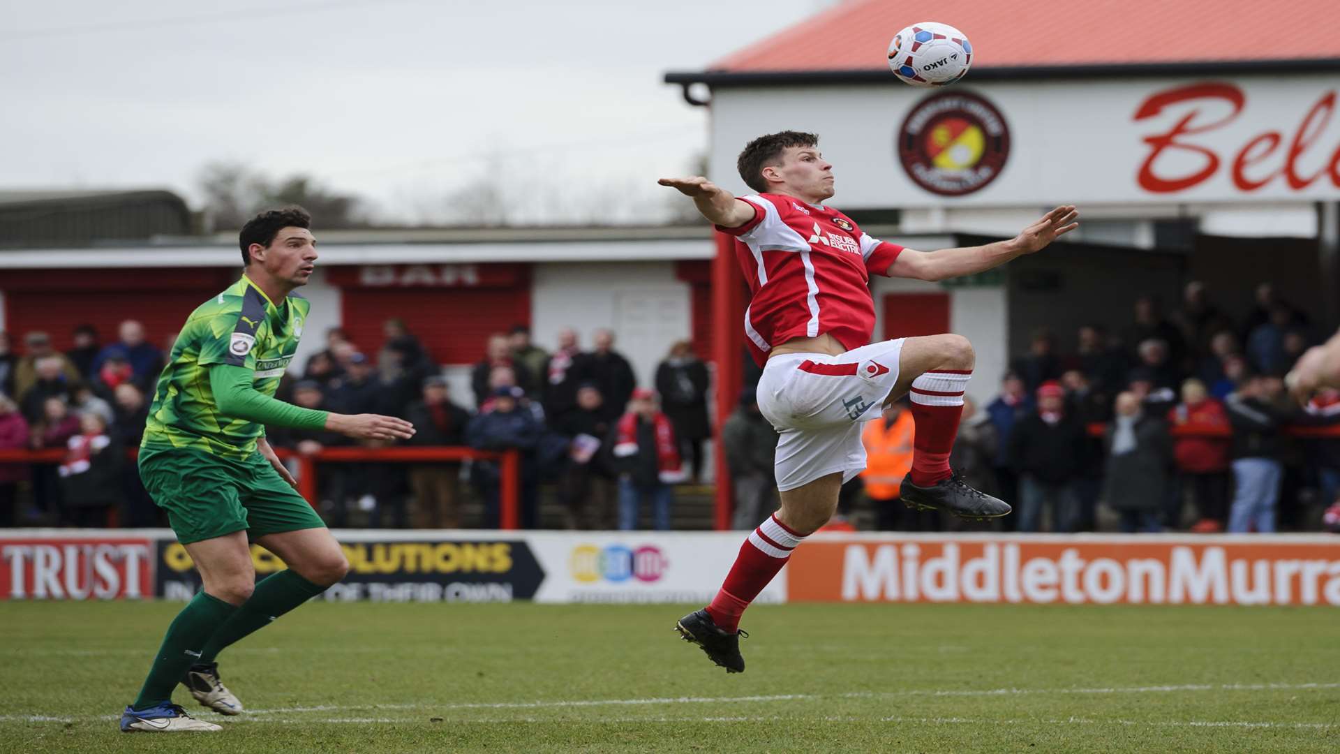 Ebbsfleet's Charlie Sheringham bursts forward against Hemel Hempstead Picture: Andy Payton