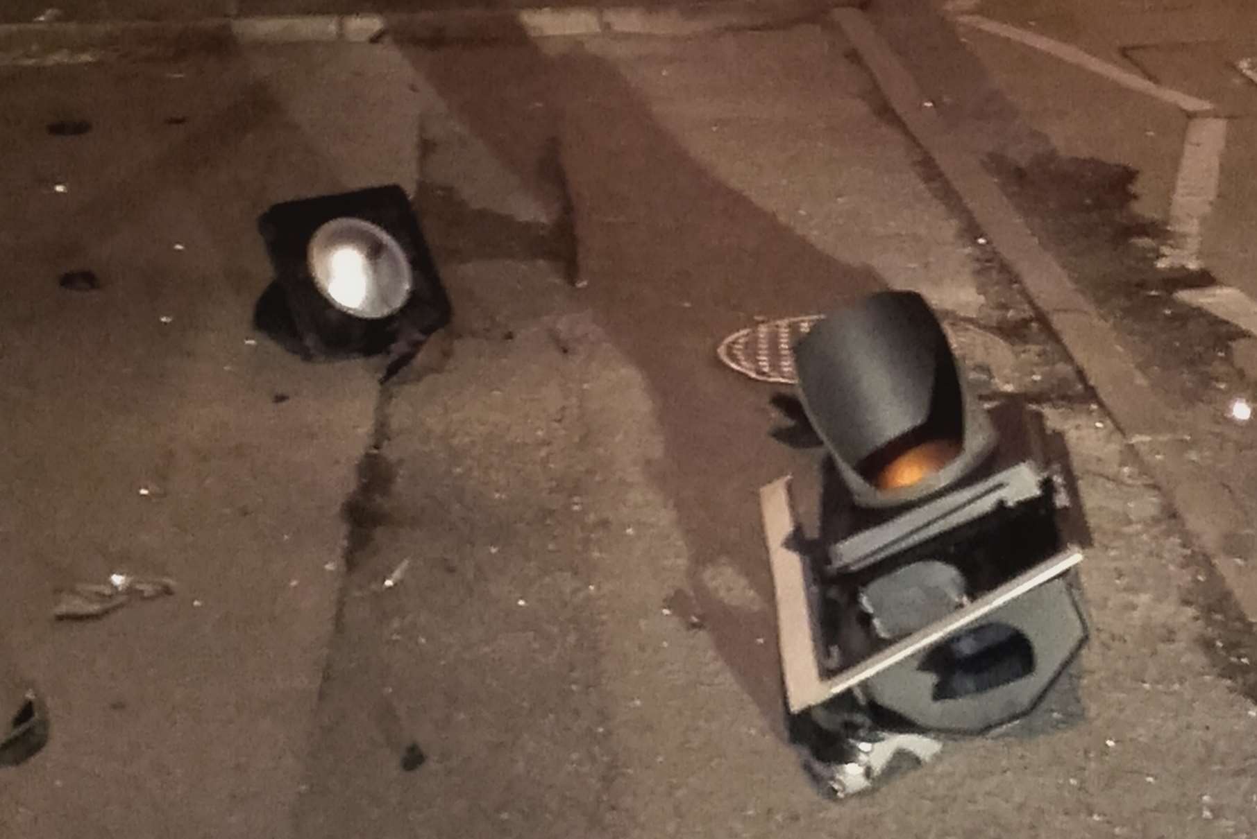 Traffic lights damaged in the crash