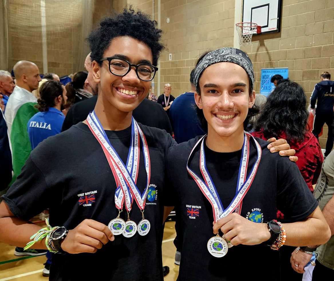 Cousins Coby Blackstock, left, and Tarran Photay at last month's World Sports Arnis tournament in Luton