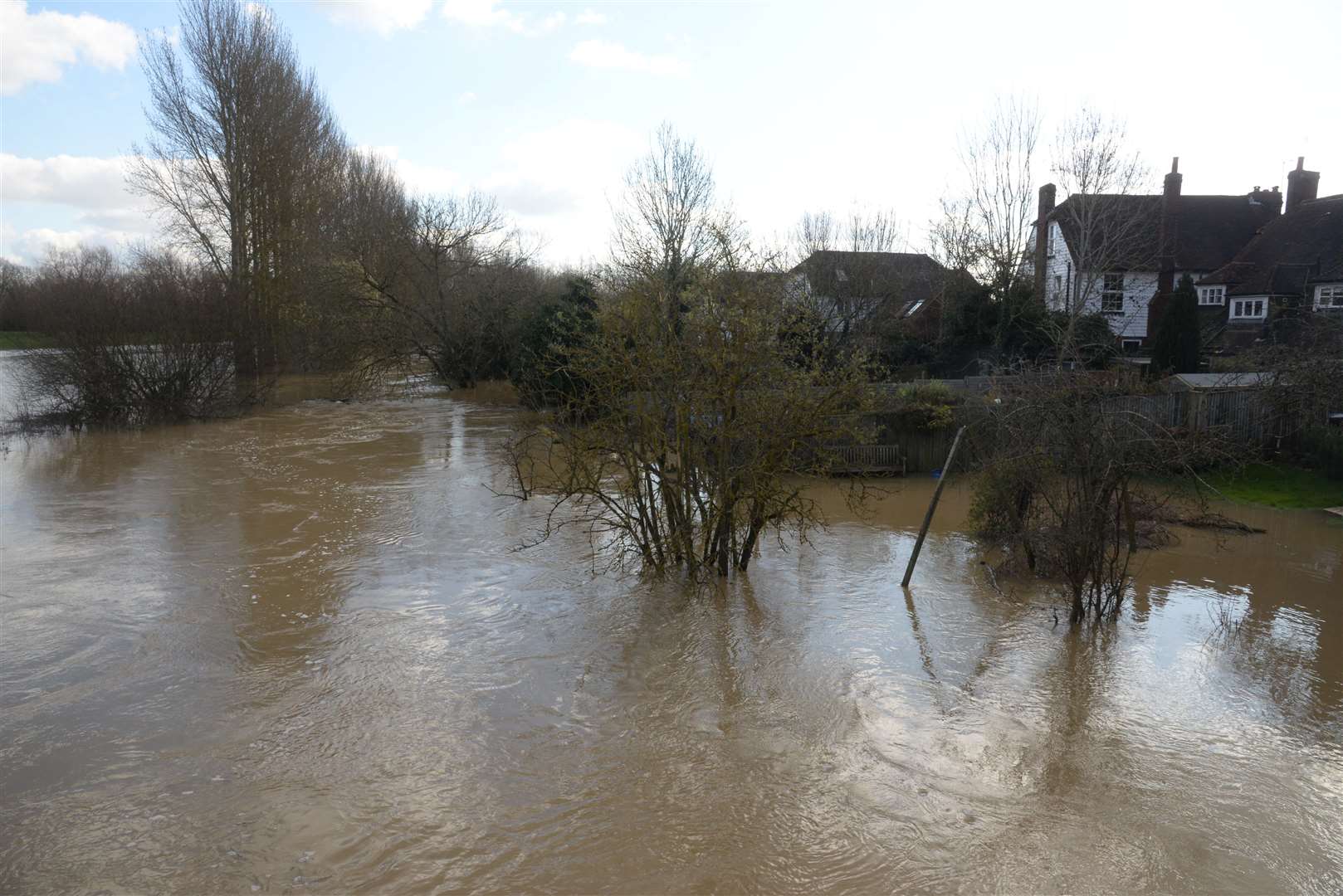 The Medway burst its banks around Yalding. Picture: Chris Davey