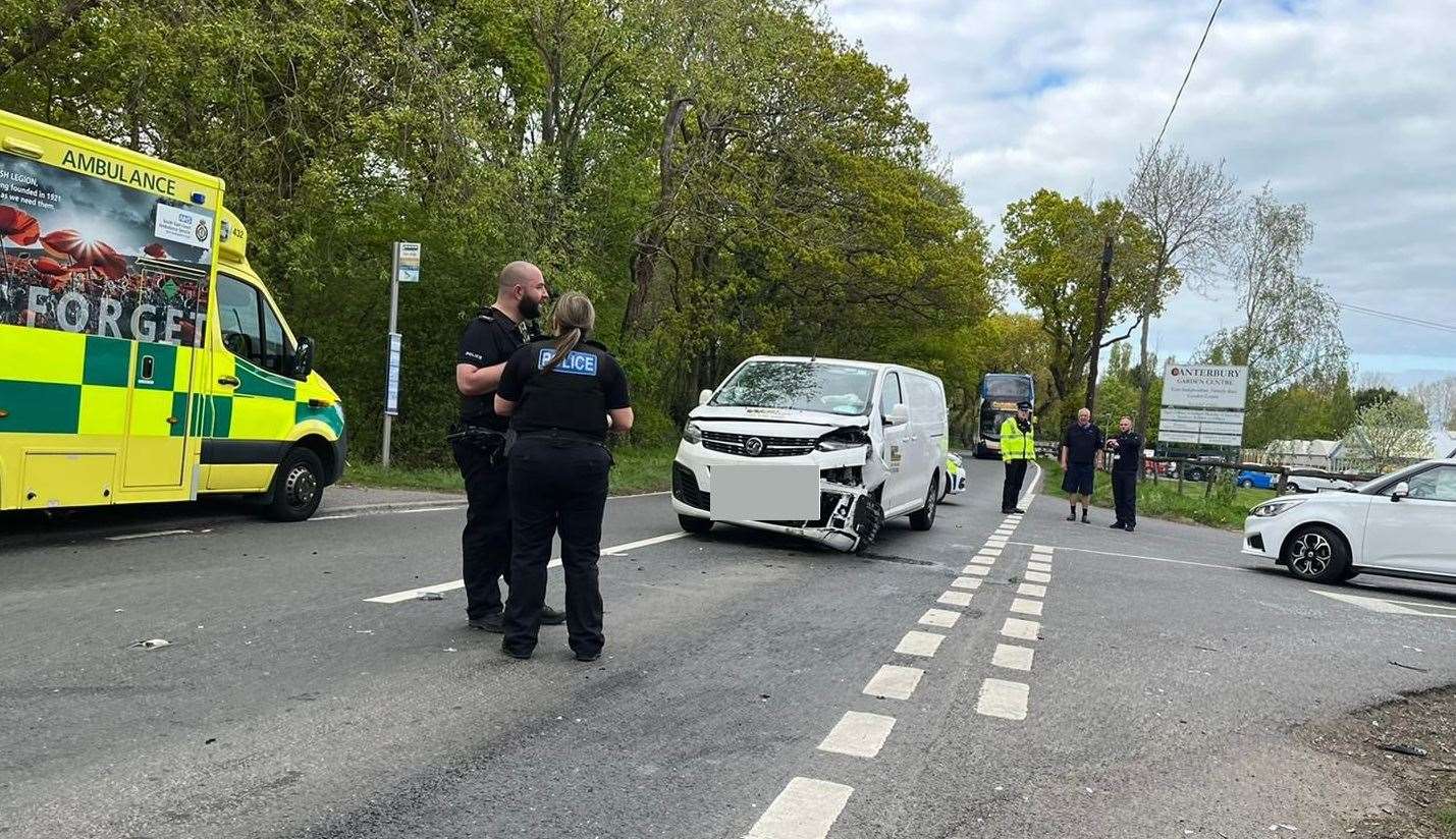 The crash happened in Canterbury Road, between Sturry and Herne Bay