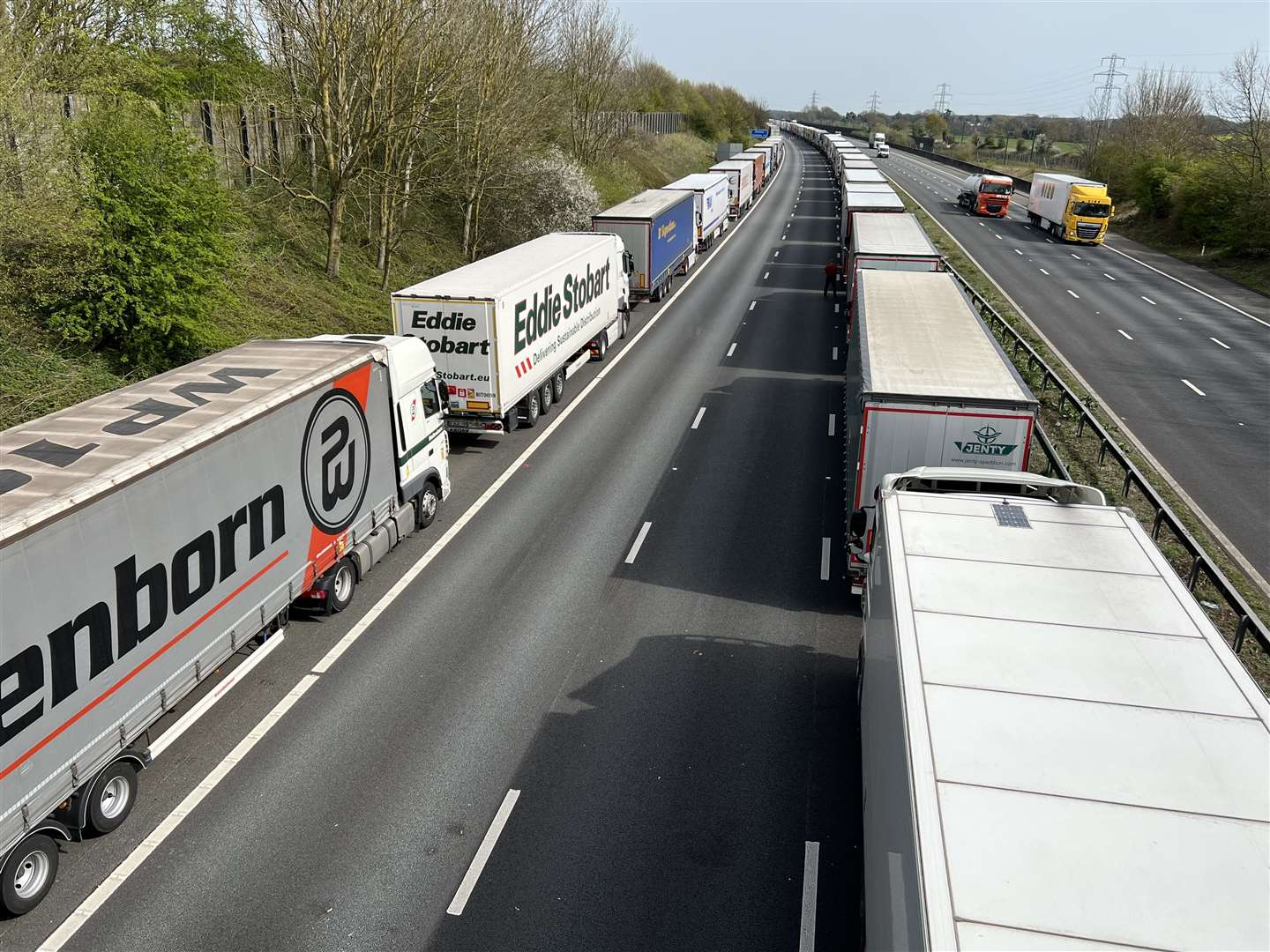 The M20 from the bridge in Sellindge today. Picture: Barry Goodwin