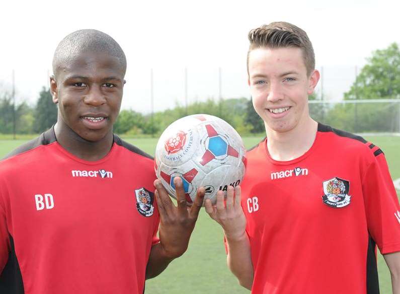 Kaka Dembele and Charlie Bex at training Picture: Simon Hildrew