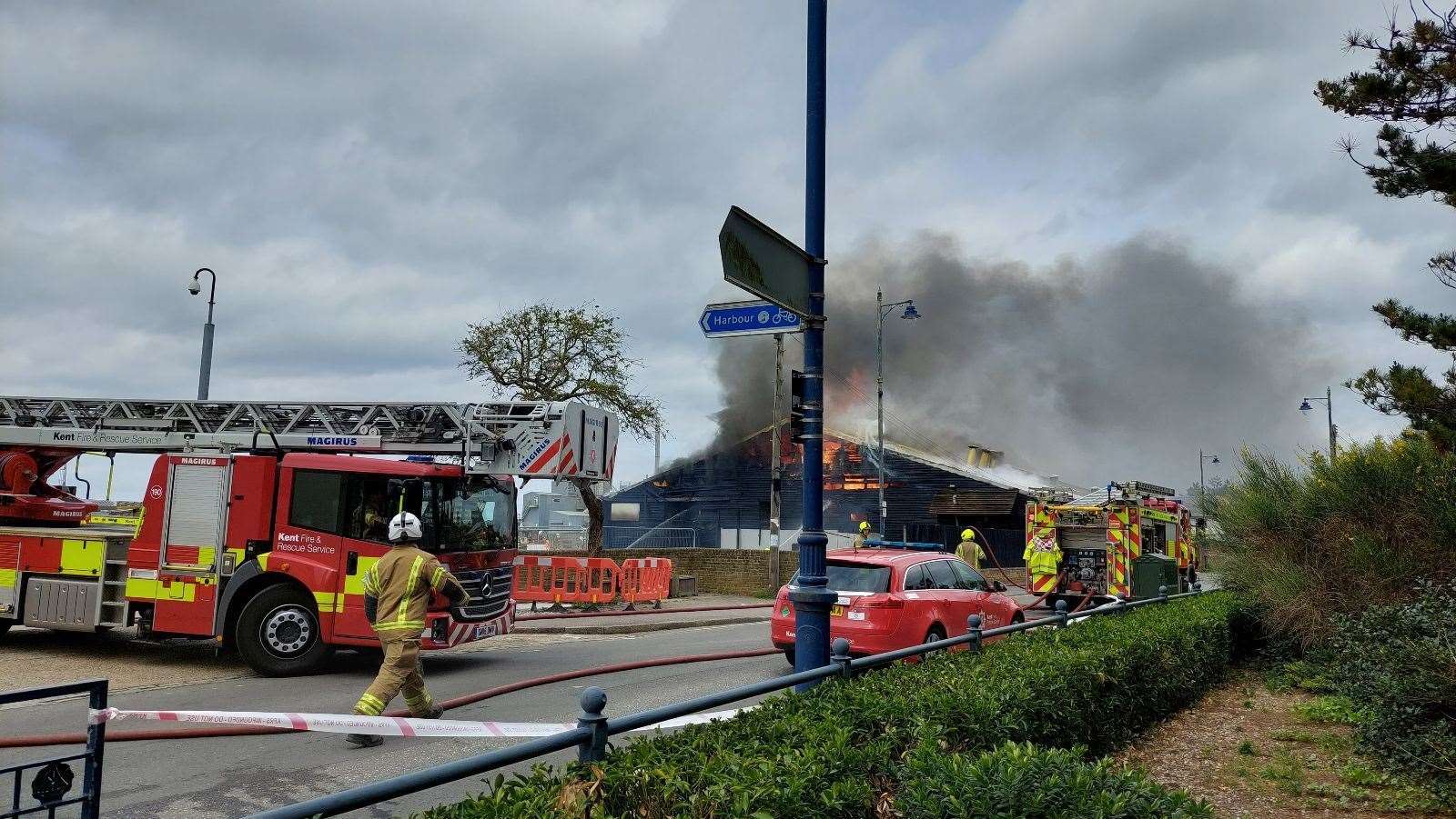 Smoke pouring from the building