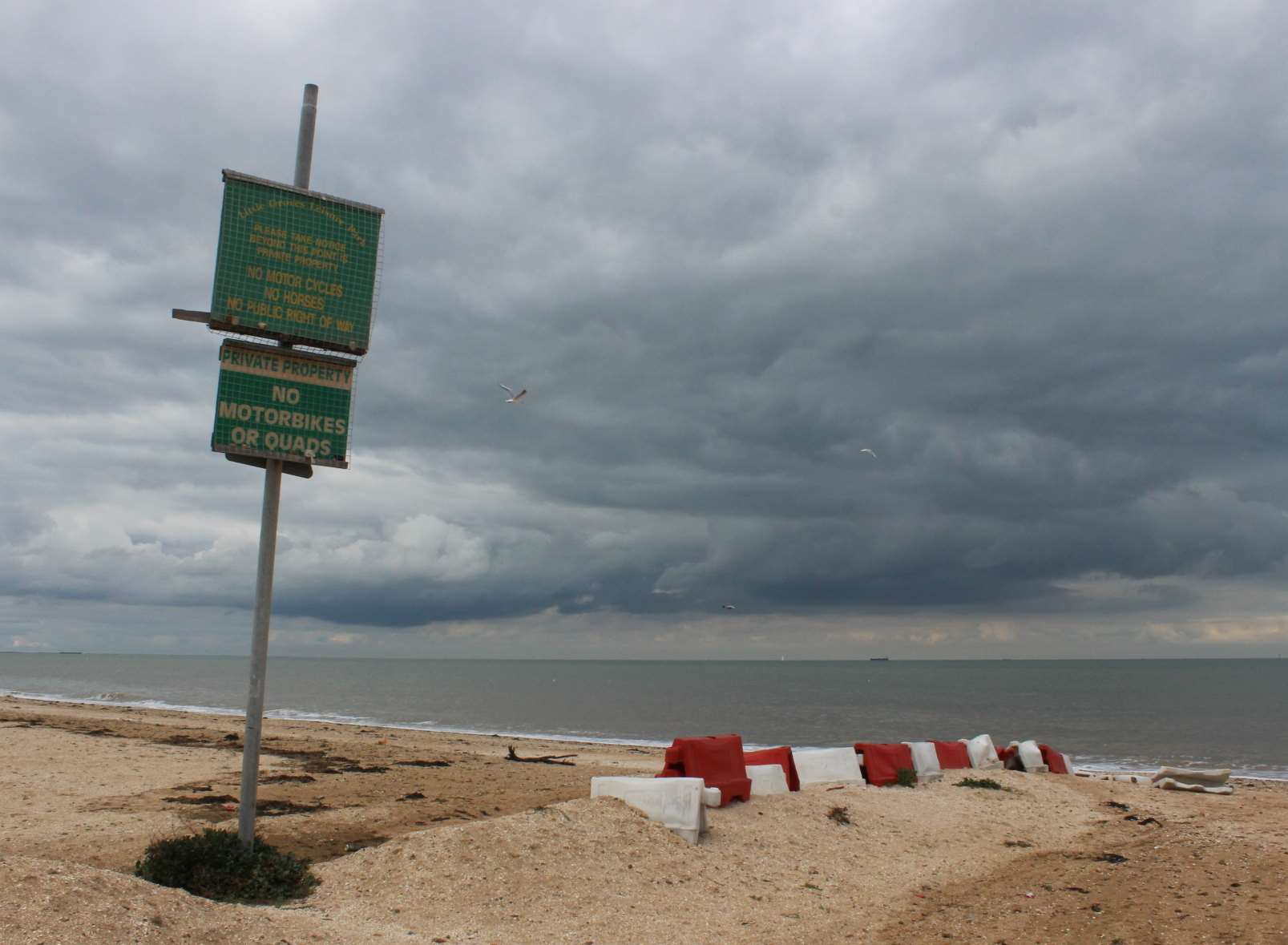 Sign of the times: No right of way across this beach