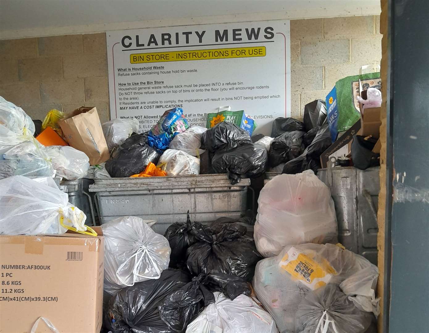 The waste bins at Clarity Mews along London Road in Sittingbourne. Picture: Vincle Kindlin