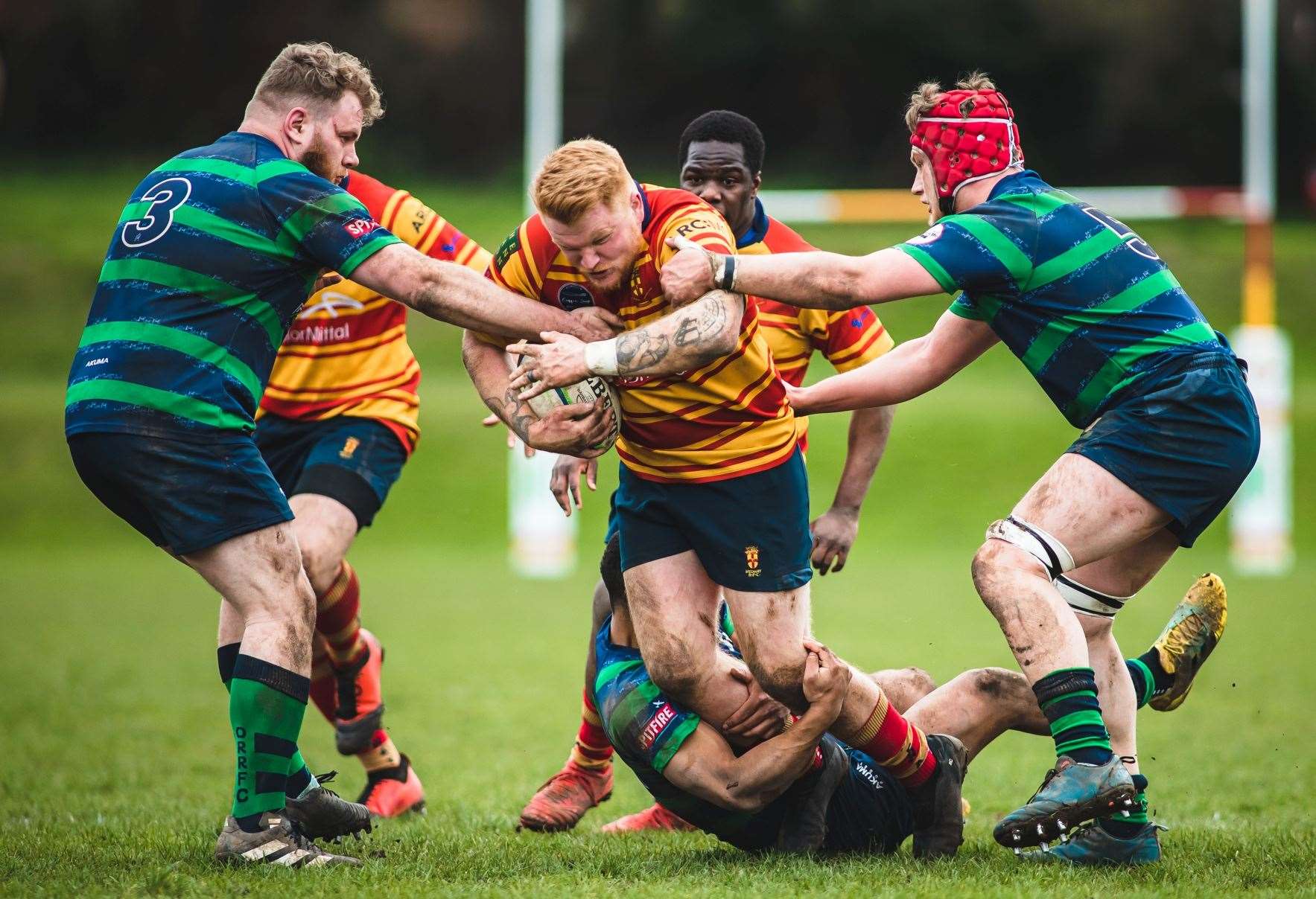 Medway skipper Antony Clement drives forward against Old Reigatian. Picture: Jake Miles Sports Photography