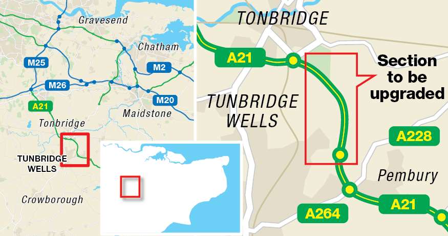 Route for A21 dualling route