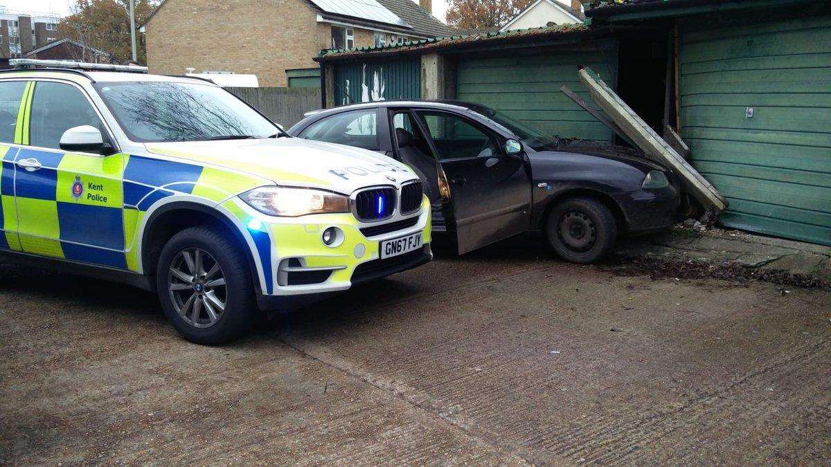 The car crashed into garages. Picture: Kent Police (5597461)