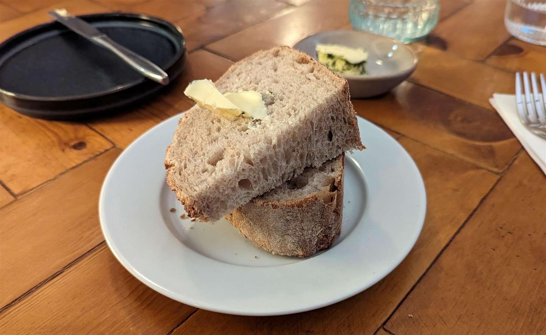 The meal started with fresh sourdough and salted seaweed butter