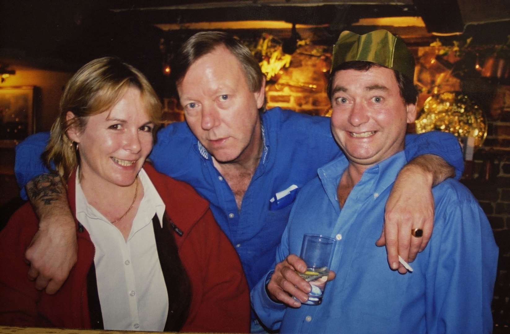 Regulars at the Royal Oak pub, Mersham, on New Year's Eve 2001. It closed in 2020 amid the Covid pandemic