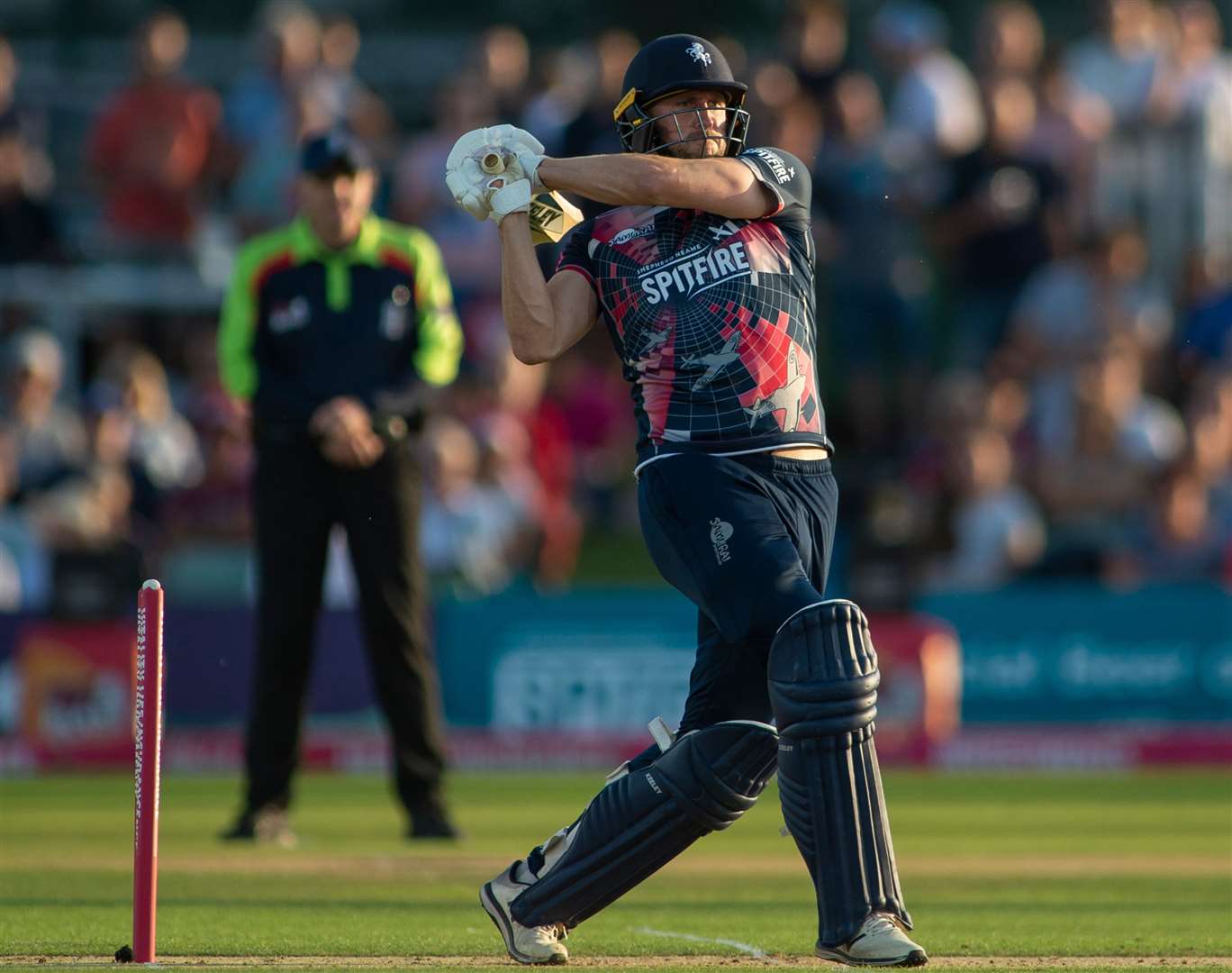 Alex Blake finds the boundary for Kent against Somerset. Picture: Ady Kerry