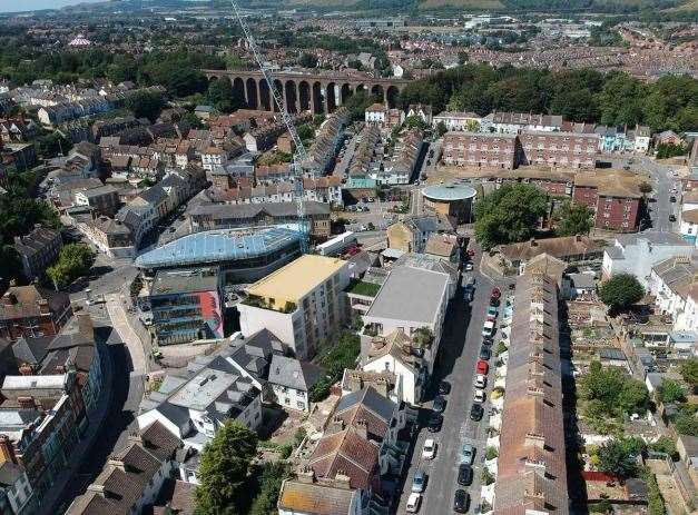 The scheme from above, which shows its proximity to the new skate park