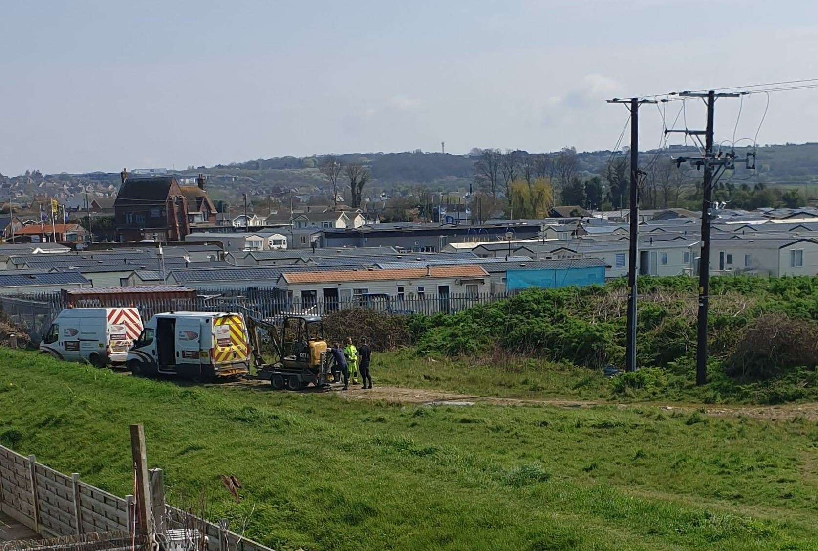 Workers subsequently carrying out repairs today. Picture: Daniel Butler