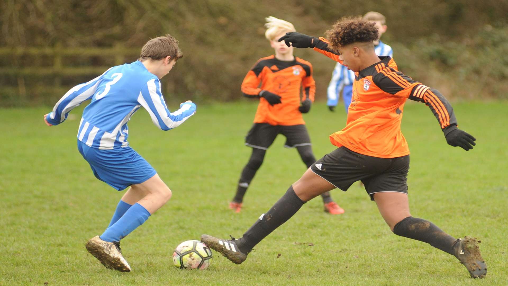 Lordswood Youth and Chatham Riverside under-14s show commitment Picture: Steve Crispe