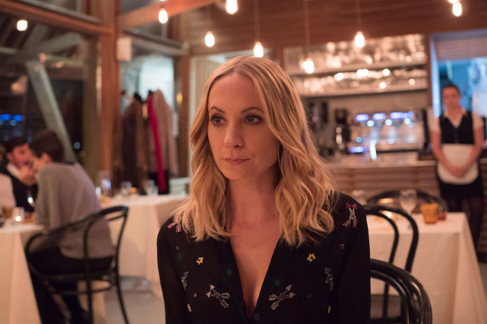 Joanne Froggatt filming inside the restaurant for ITV's hit drama Liar Picture: ITV